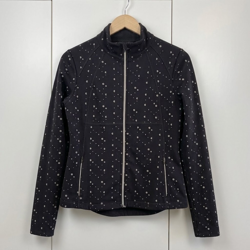 Sweaty Betty L Polka Dot Reflective Power Boost Zip Track Jacket Run Activewear